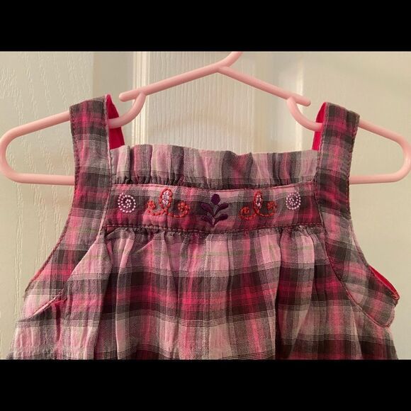 Gagou Tagou Bubble Hem Plaid Dress Pink Embroidered Girls Size 24 Months NWT - Picture 2 of 9